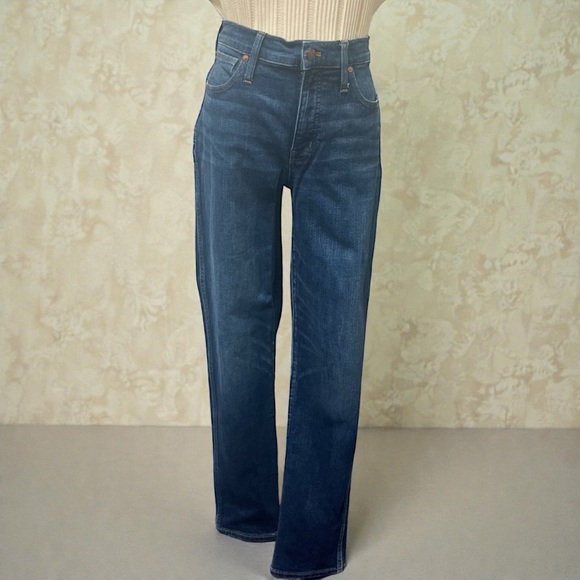 Madewell Denim - **LIKE NEW**Madewell Indigo Denim Jeans with Brown Leather Patch